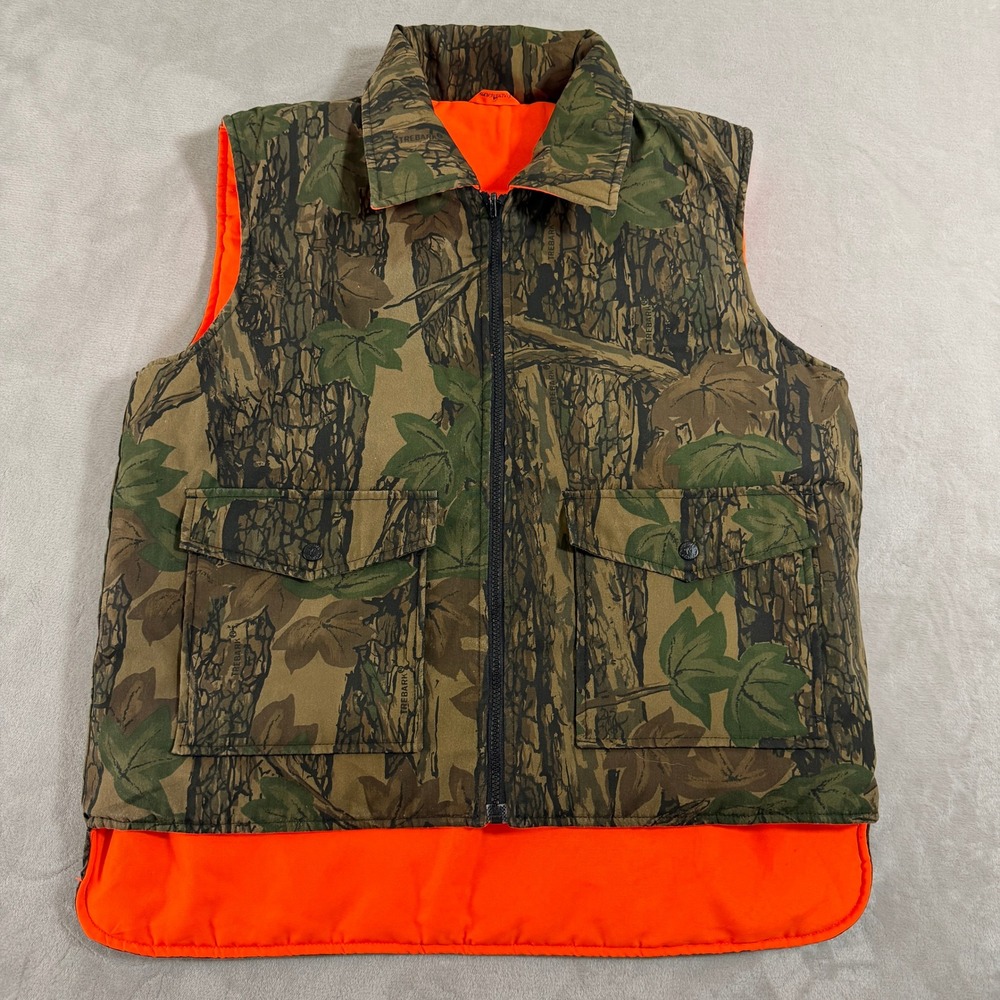 Trebark Camo Hunting Vest Mens Medium Blaze Orange Reversible Game Bag Pockets